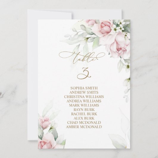 Tafelnummer 3 zitplaatsenkaart Blush & Eucalyptus (Voorkant)