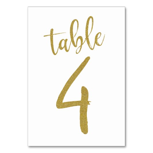 Tafelnummer 4 met gouden glitters (Voorkant)