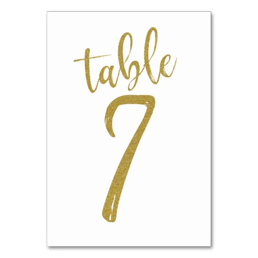 Tafelnummer 7 met gouden glitters (Voorkant)