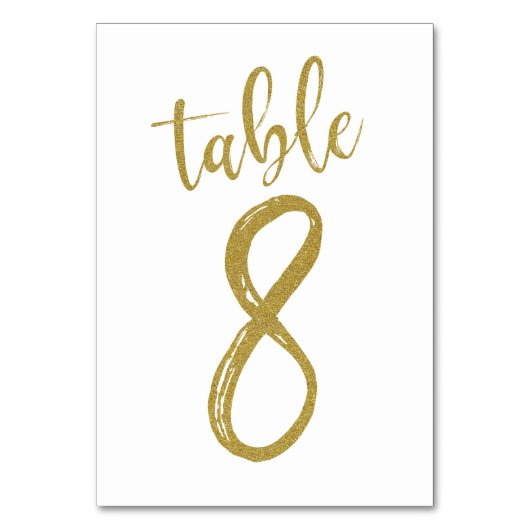 Tafelnummer 8 met gouden glitter (Voorkant)