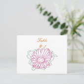 Tafelnummer ansichtkaarten, Roze Fuchsia Zonnebloe (Staand voorkant)