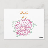 Tafelnummer ansichtkaarten, Roze Fuchsia Zonnebloe (Achterkant)