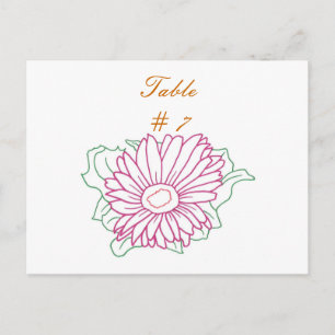Tafelnummer ansichtkaarten, Roze Fuchsia Zonnebloe