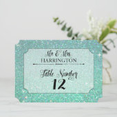 Tafelnummer Aqua Glitter Mr. & Mrs. Modern Fab (Staand voorkant)