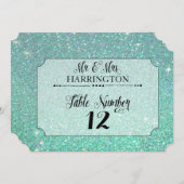 Tafelnummer Aqua Glitter Mr. & Mrs. Modern Fab (Voorkant / Achterkant)