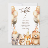 Tafelnummer Aquarel Dieren Baby Shower (Voorkant)