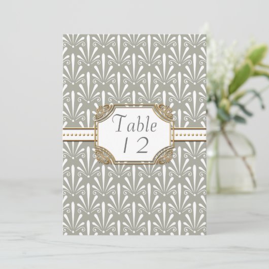 Tafelnummer Art Deco Nouveau Modern Schelp Patroon (Staand voorkant)