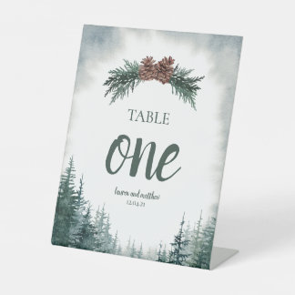 Tafelnummer bijtende bruiloft voetafdruk reclamebord met voetstuk