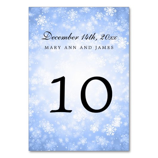 Tafelnummer Blauwe winter Wonderland Sparkle (Voorkant)