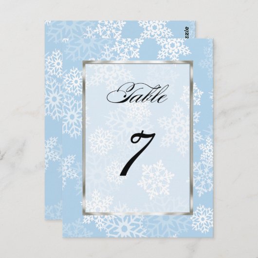 Tafelnummer Blauwe witte sneeuwvlokken (Voorkant / Achterkant)