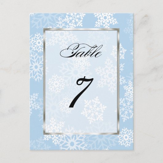 Tafelnummer Blauwe witte sneeuwvlokken (Voorkant)