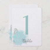Tafelnummer Blauwe Zeeschelp Strand Bruiloft (Voorkant / Achterkant)