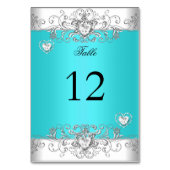 Tafelnummer Blauwgroen Blue Wedding Silver Diamond (Voorkant)