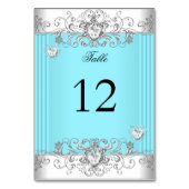 Tafelnummer Blauwgroen Blue Wedding Silver Diamond (Voorkant)