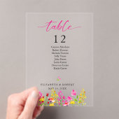 Tafelnummer bord bruiloft bloem roze schrift (Insitu (Draagbaar))