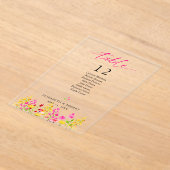 Tafelnummer bord bruiloft bloem roze schrift (Laagn)