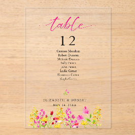 Tafelnummer bord bruiloft bloem roze schrift