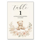 Tafelnummer bordje voor waterverf beer babyshower (Achterkant)