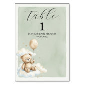 Tafelnummer bordje voor waterverf beer babyshower (Achterkant)