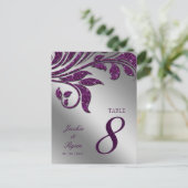 Tafelnummer Briefkaart Paarse Sparkle Leaf (Staand voorkant)