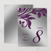 Tafelnummer Briefkaart Paarse Sparkle Leaf (Voorkant / Achterkant)