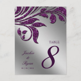 Tafelnummer Briefkaart Paarse Sparkle Leaf
