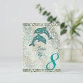 Tafelnummer Briefkaart Strand Bruiloft Dolfijn (Staand voorkant)