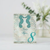 Tafelnummer Briefkaart Strand Wedding Seahorse (Staand voorkant)