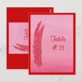 Tafelnummer briefkaarten, rode roze veren (Voorkant / Achterkant)