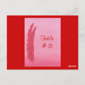 Tafelnummer briefkaarten, rode roze veren (Achterkant)