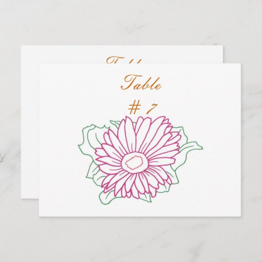 Tafelnummer briefkaarten, Roze Fuchsia Daisy (Voorkant / Achterkant)