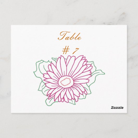 Tafelnummer briefkaarten, Roze Fuchsia Daisy (Achterkant)