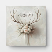 Tafelnummer Bruids Boeket en Herten Antlers Fotoplaat (Voorkant)