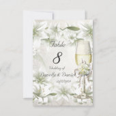 Tafelnummer Bruiloft Beige Groen Bloem Wit (Voorkant)