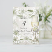 Tafelnummer Bruiloft Beige Groen Bloem Wit (Staand voorkant)