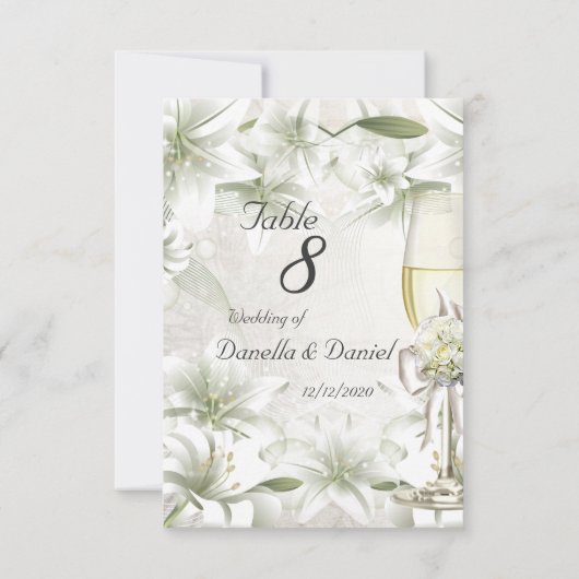 Tafelnummer Bruiloft Beige Groen Bloem Wit (Achterkant)