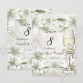 Tafelnummer Bruiloft Beige Groen Bloem Wit (Voorkant / Achterkant)