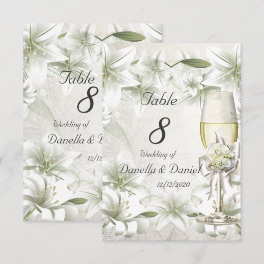 Tafelnummer Bruiloft Beige Groen Bloem Wit (Voorkant / Achterkant)