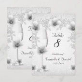 Tafelnummer Bruiloft Bloesems Witte Zilveren Rozen (Voorkant / Achterkant)