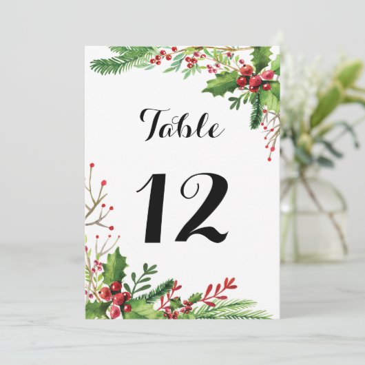 Tafelnummer bruiloft botanische waterverf (Staand voorkant)