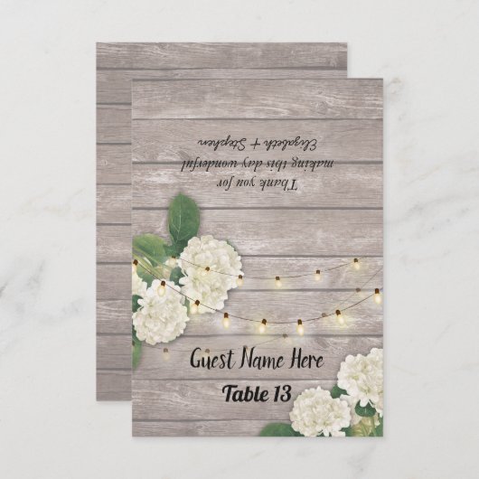 Tafelnummer Bruiloft Escort Hydrangea Rustiek Hout (Voorkant / Achterkant)