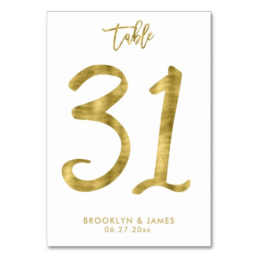 Tafelnummer Bruiloft Goud Folie Effect Nummer 31 (Achterkant)