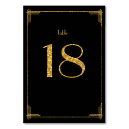 Tafelnummer bruiloft goud lovertjes art deco 18