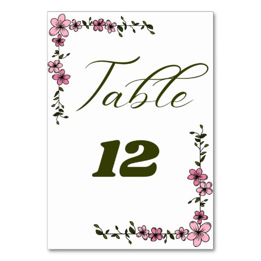 Tafelnummer bruiloft Kaart (Voorkant)