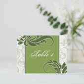 Tafelnummer bruiloft Kaart - Elegante groene werve (Staand voorkant)