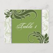 Tafelnummer bruiloft Kaart - Elegante groene werve (Achterkant)