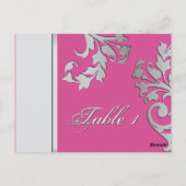 Tafelnummer bruiloft Kaart - Fuschia & Silver (Achterkant)