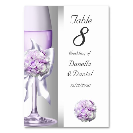 Tafelnummer bruiloft lavendel paars lilac (Voorkant)