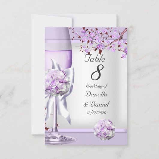 Tafelnummer Bruiloft Lavendel Paars Lilac 4 (Voorkant)