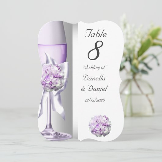 Tafelnummer bruiloft lavendel paars lilac beugel (Staand voorkant)